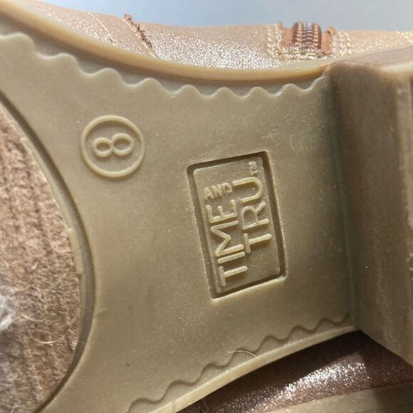 TIME &‎ TRU Shiny Zipper Booties Size 8 Brown - Picture 5 of 12